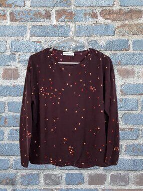 Attic and Barn Summer Top Maroon with Red and Yellow Stars Size 40 XL to XXL